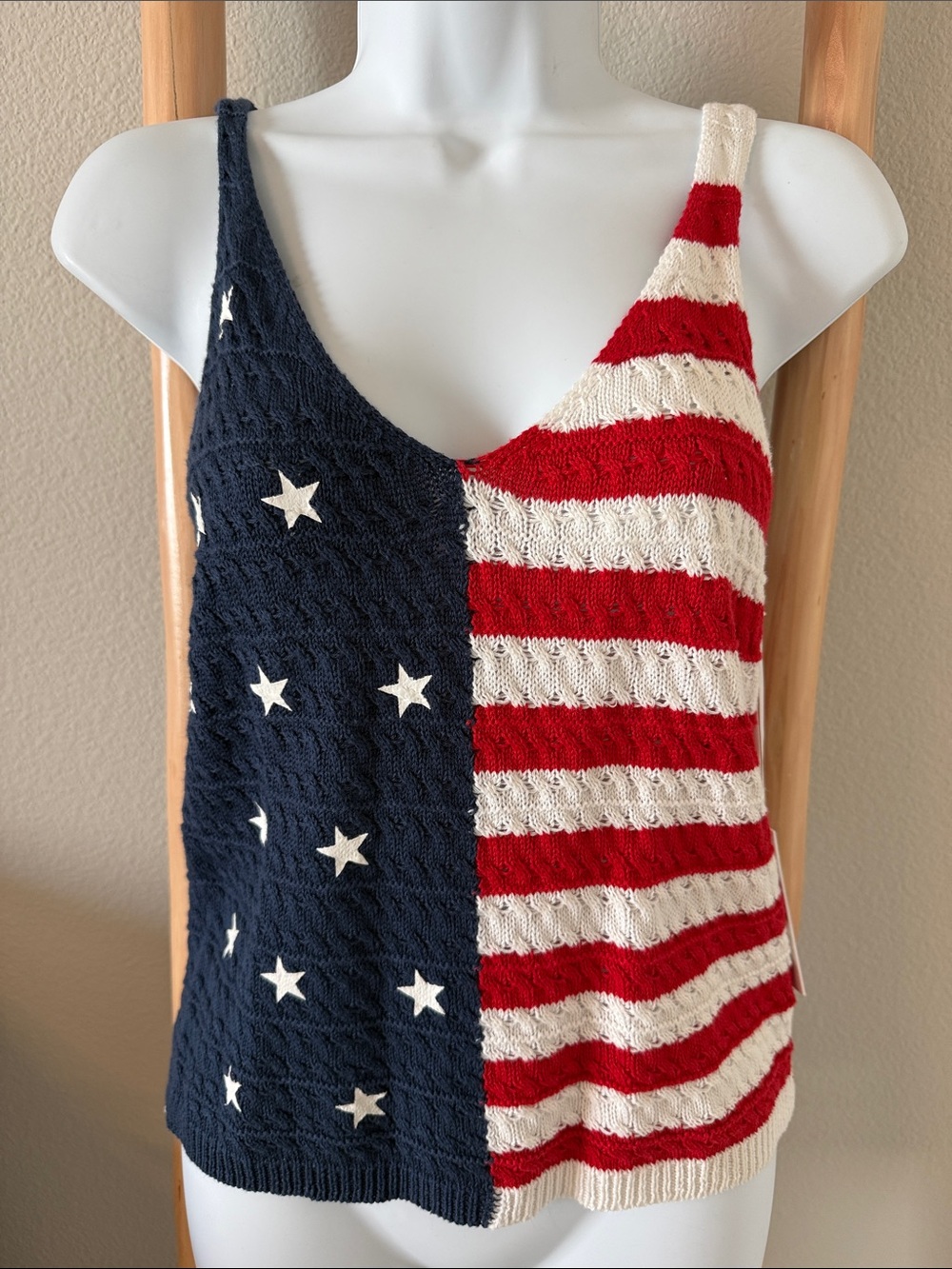 🆕 moon & madison | Red White & Blue American Flag Striped Knit Tank Top